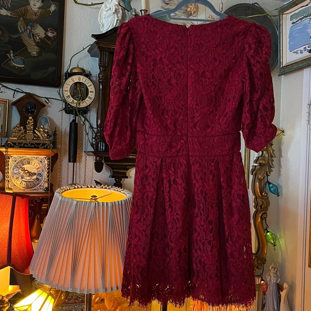 STUNNING Bardot Kira Mini Lace Dress in Crimson Size 6 - Picture 5 of 7